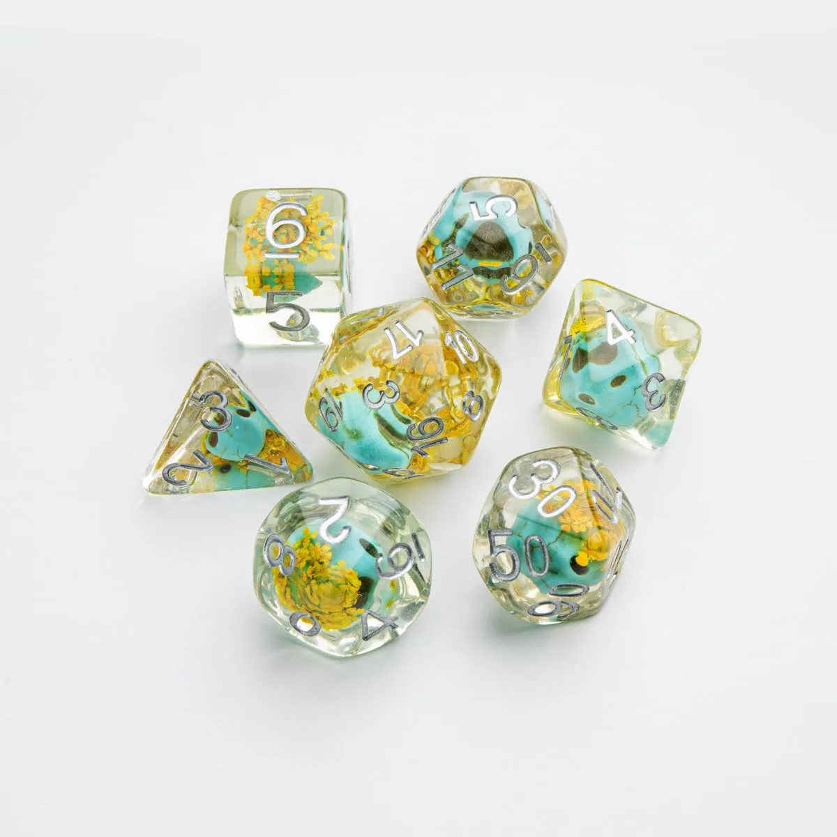 Gamegenic Embraced Green Skull Würfelset 7-teilig Resin