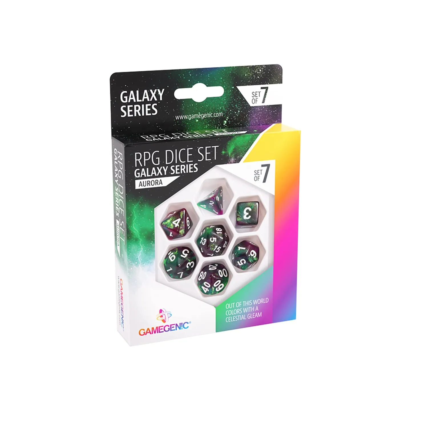 Gamegenic Galaxy Aurora RPG Würfelset 7-teilig Schimmer