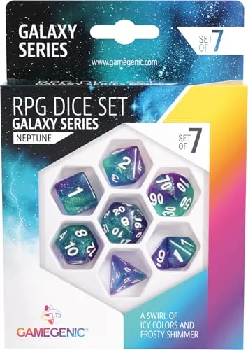 Gamegenic Galaxy Neptune Würfelset 7-teilig Resin blau