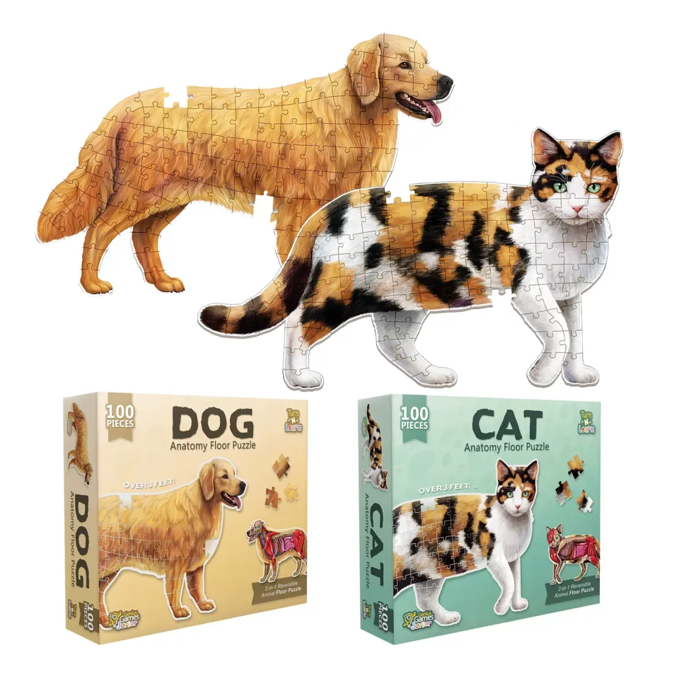 Genius Games Turn N Learn Katze Hund Bodenpuzzle 2x100 Teile