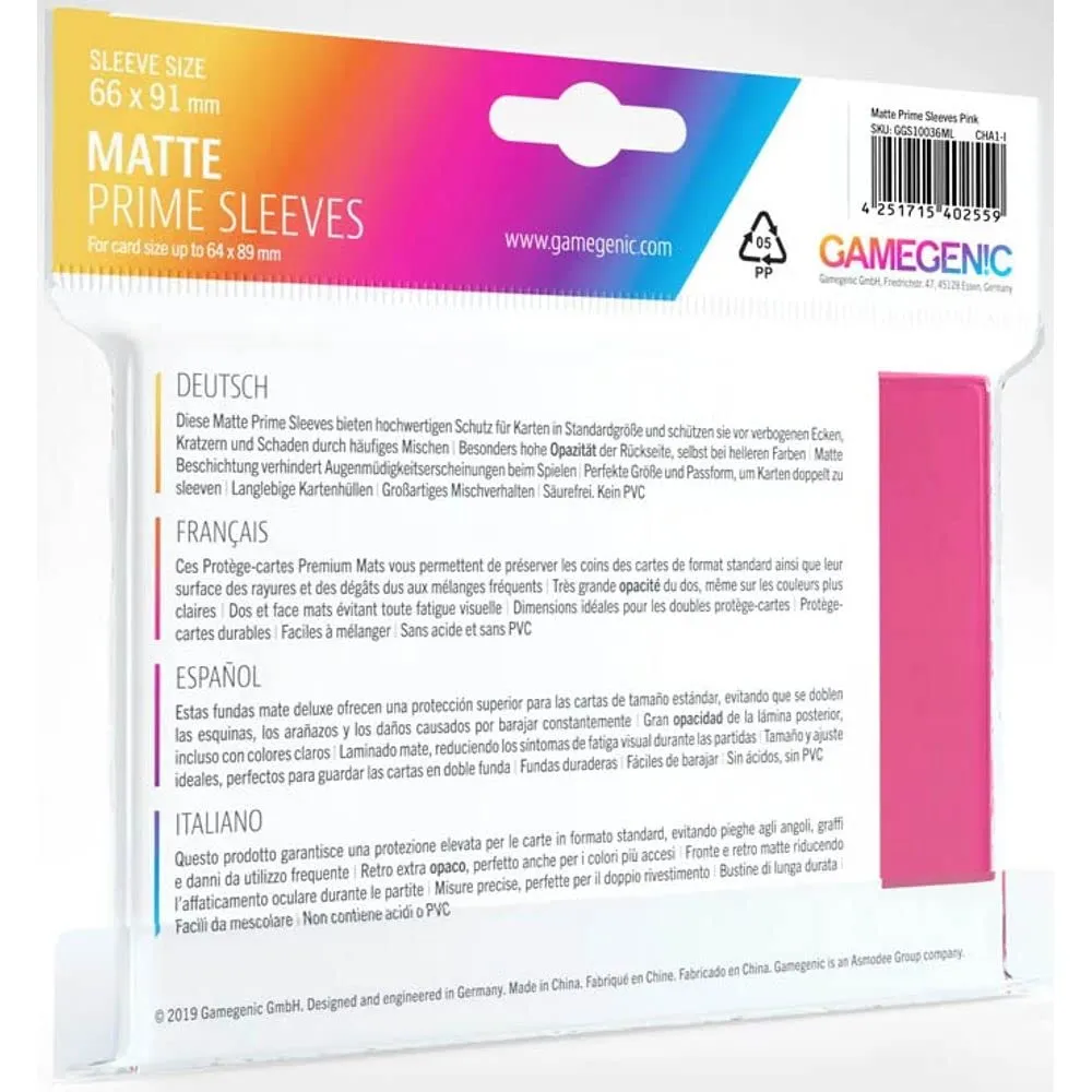 Gamegenic Matte Prime Kartenhüllen Pink 100 Stück matt