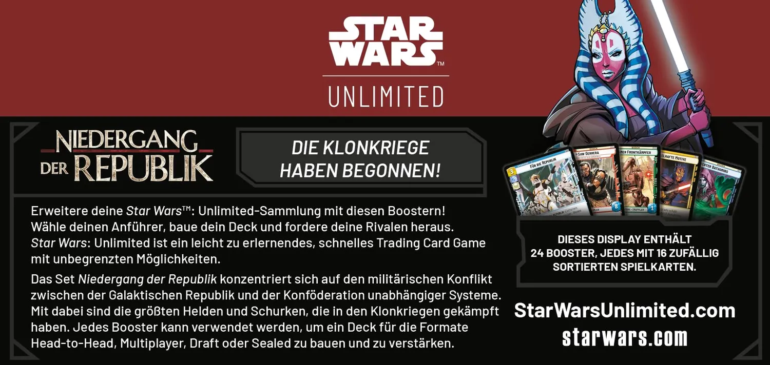 Star Wars Unlimited Niedergang der Republik Booster Display 24