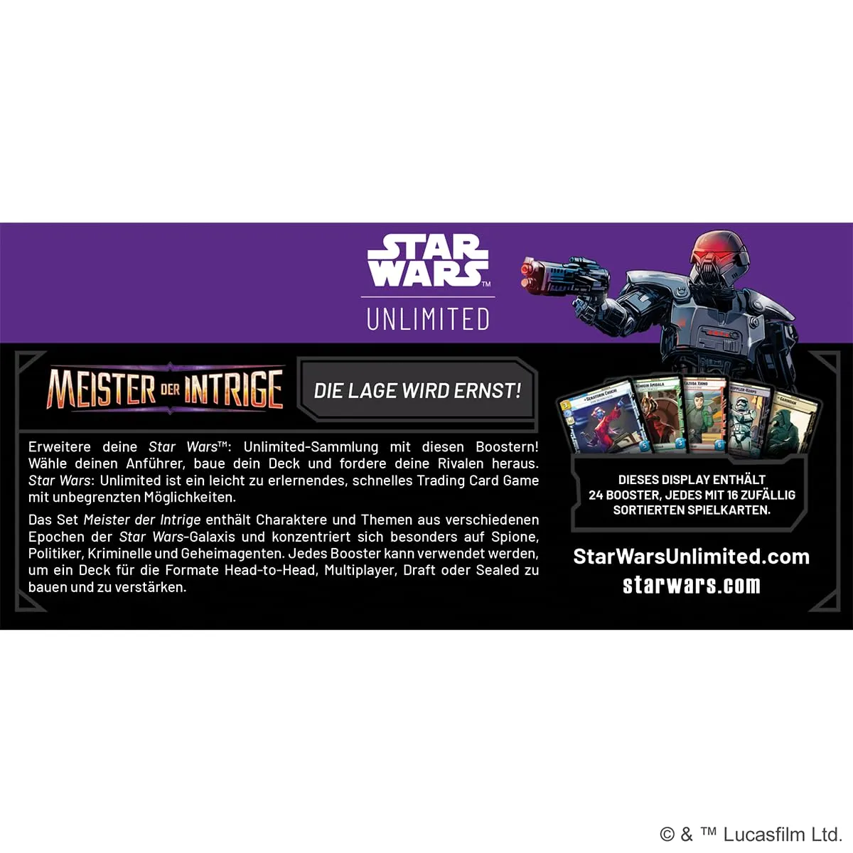 Asmodee Star Wars Unlimited Meister der Intrige Booster-Display