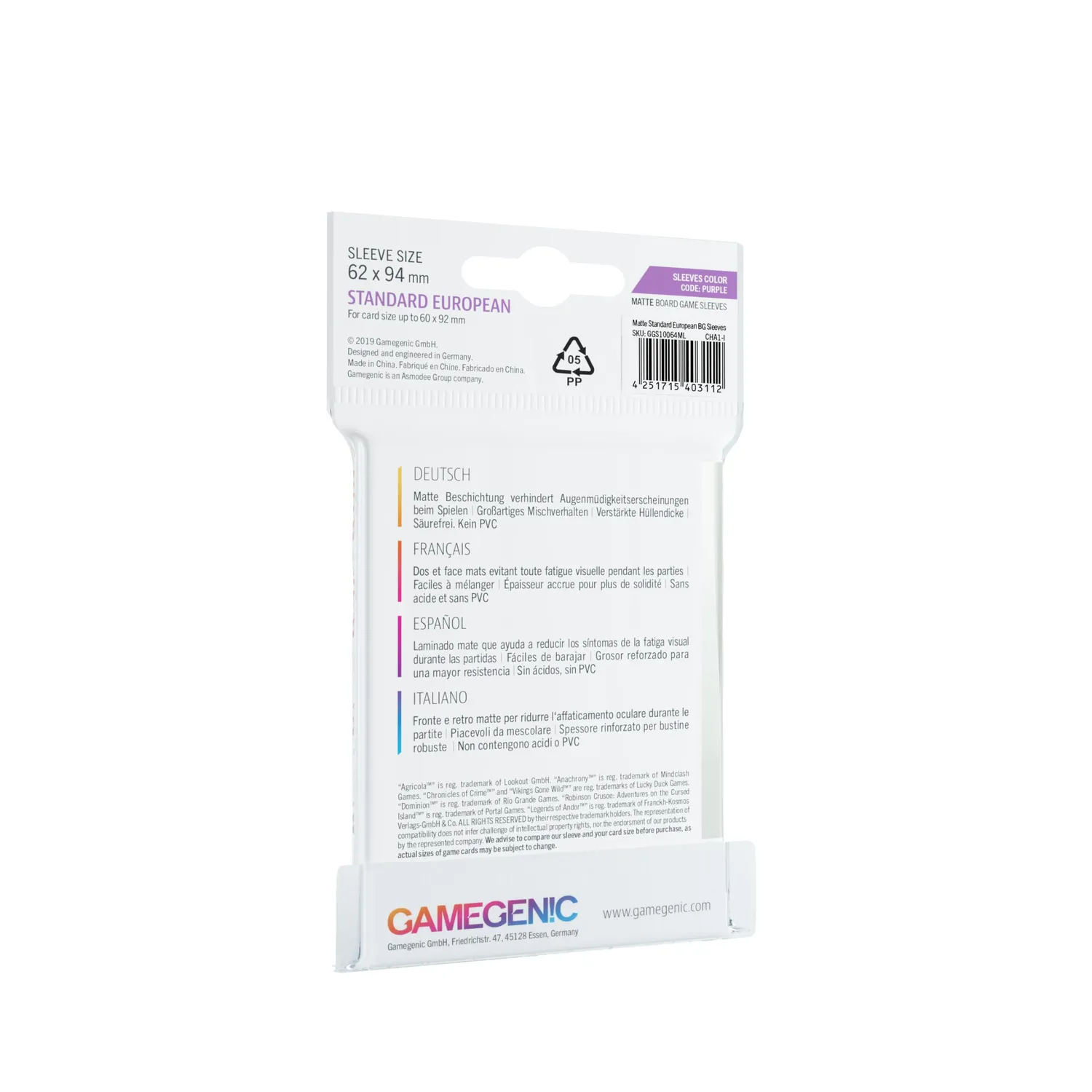 Gamegenic Matte Standard Kartenhüllen European matt