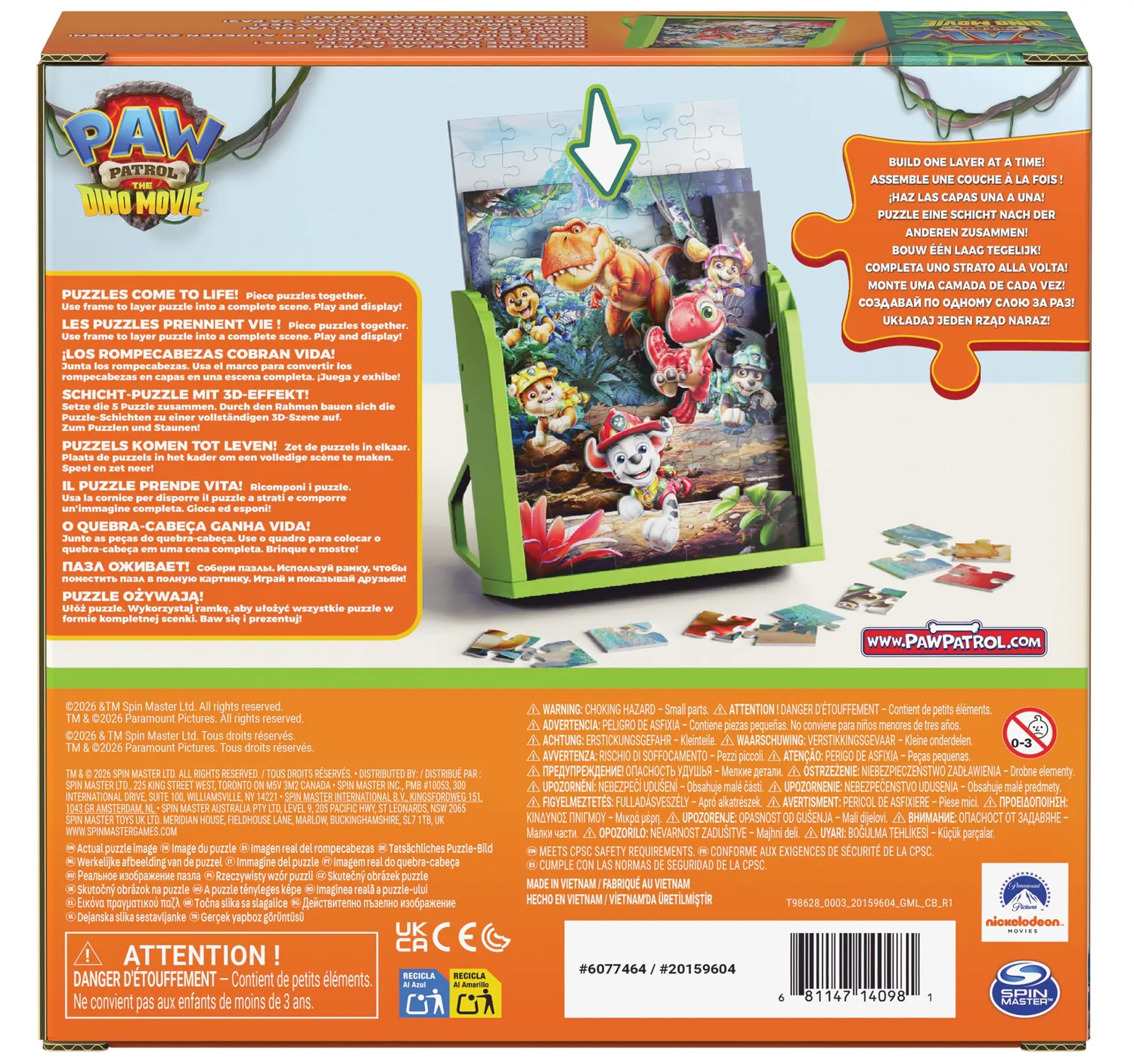 PAW Patrol Dino Movie Schicht-Puzzle 5-in-1 125 Teile