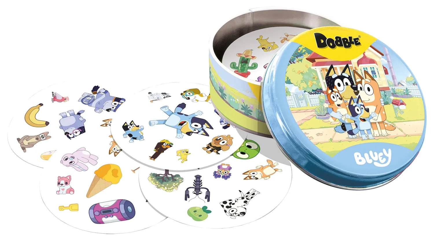 Dobble Bluey Kartenspiel Metalldose für Reaktionsspiel