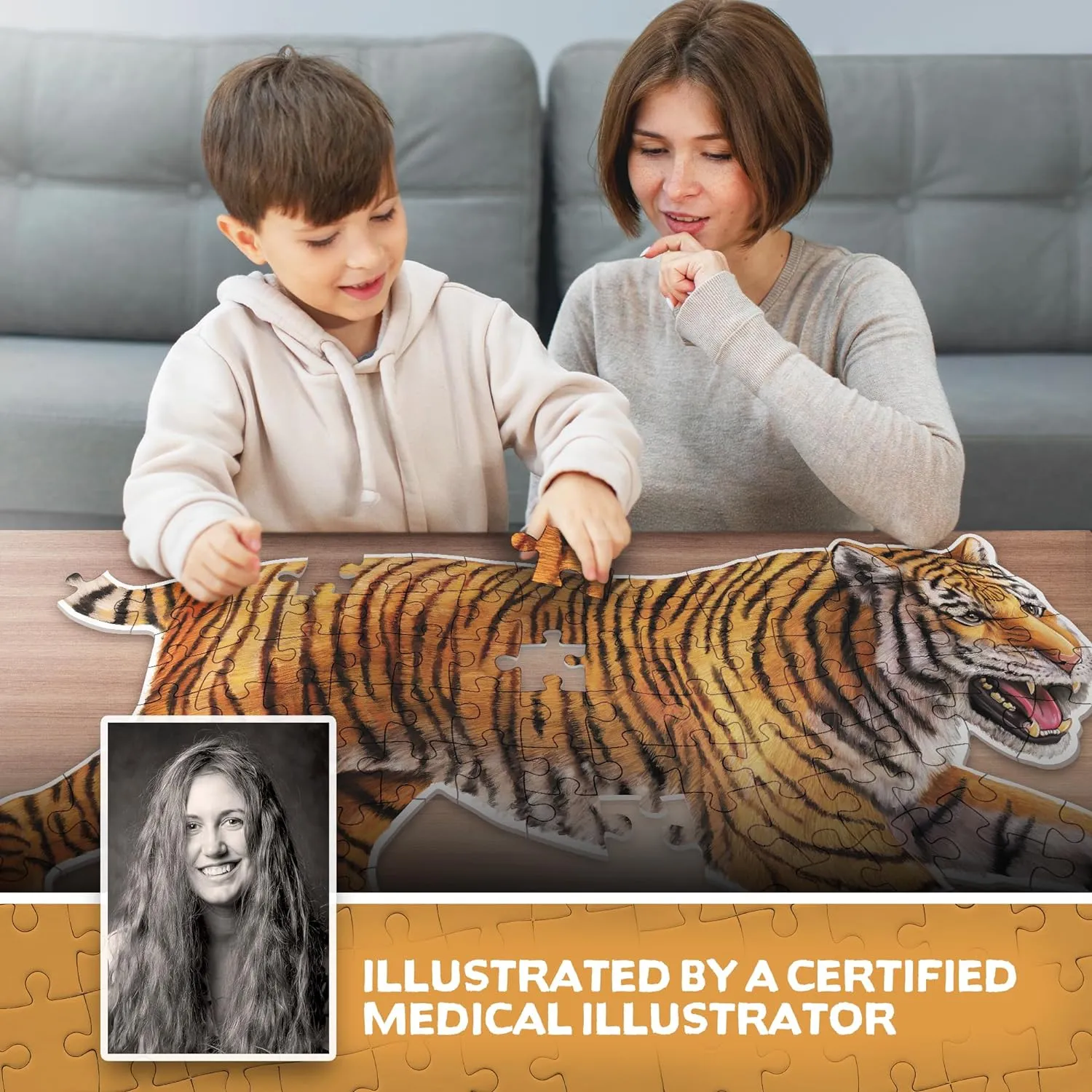 Genius Games Turn N Learn Tiger Bodenpuzzle 100 Teile doppelseitig