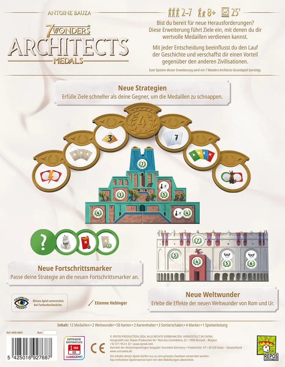 Asmodee 7 Wonders Architects Medals Erweiterung Deutsch