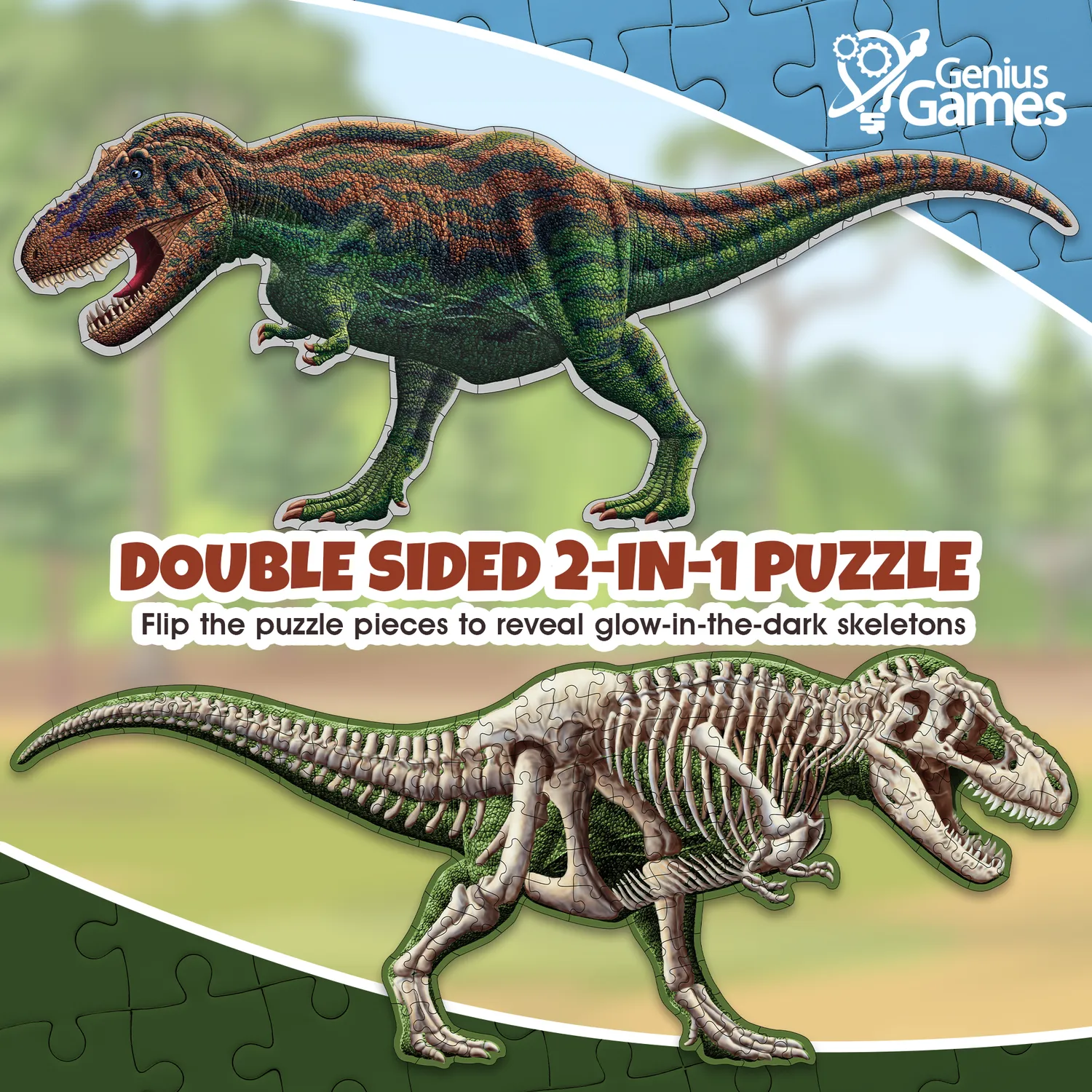 Genius Games Turn N Learn Tyrannosaurus Rex Bodenpuzzle Glow