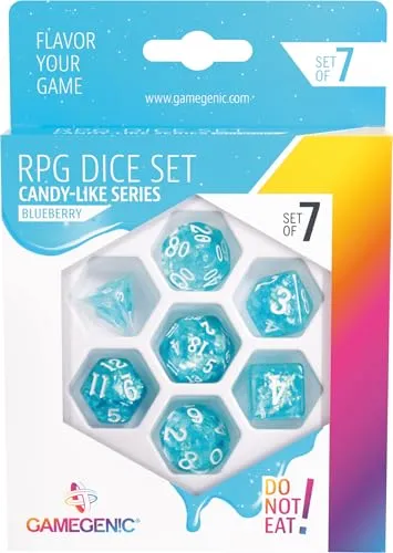 Gamegenic Candy-Like Blueberry RPG Würfelset 7-teilig Glitzer