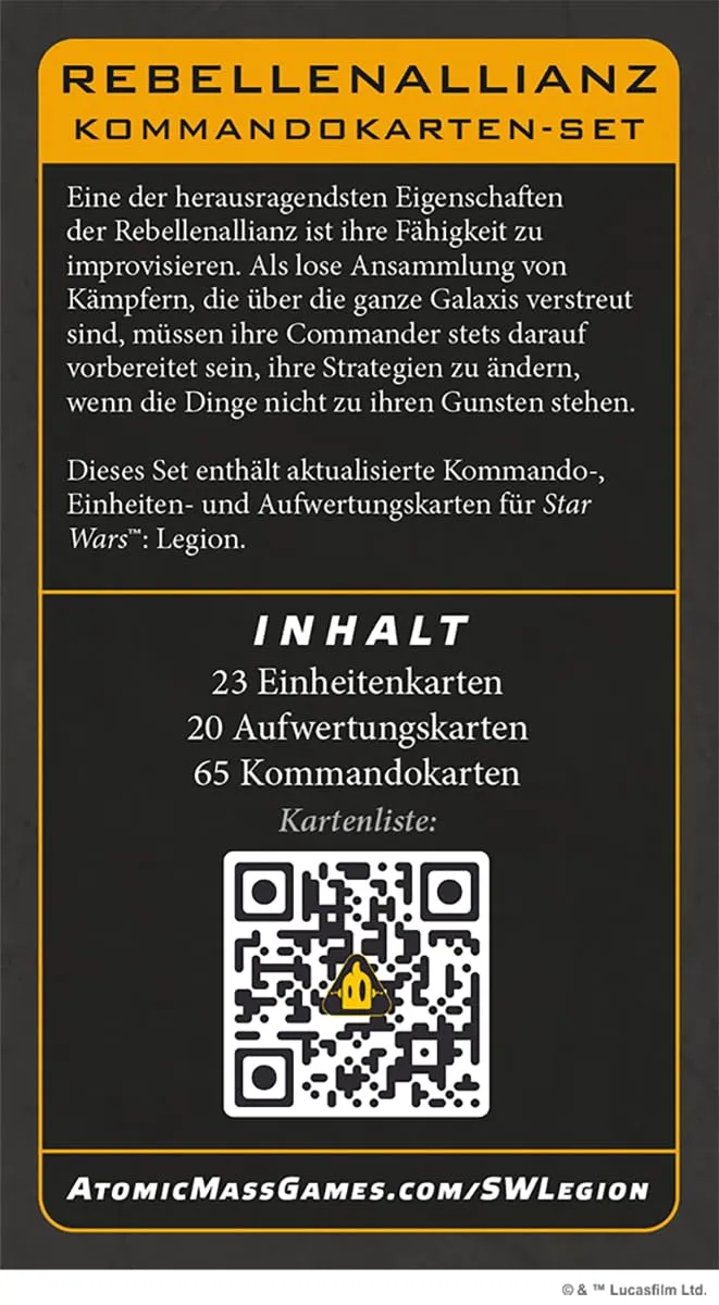 Star Wars Legion Rebellen Kommando-Kartenset Tabletop deutsch