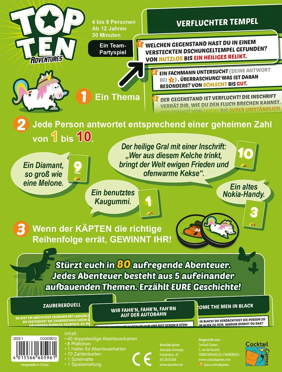 Cocktail Games Top Ten Adventures Partyspiel Deutsch
