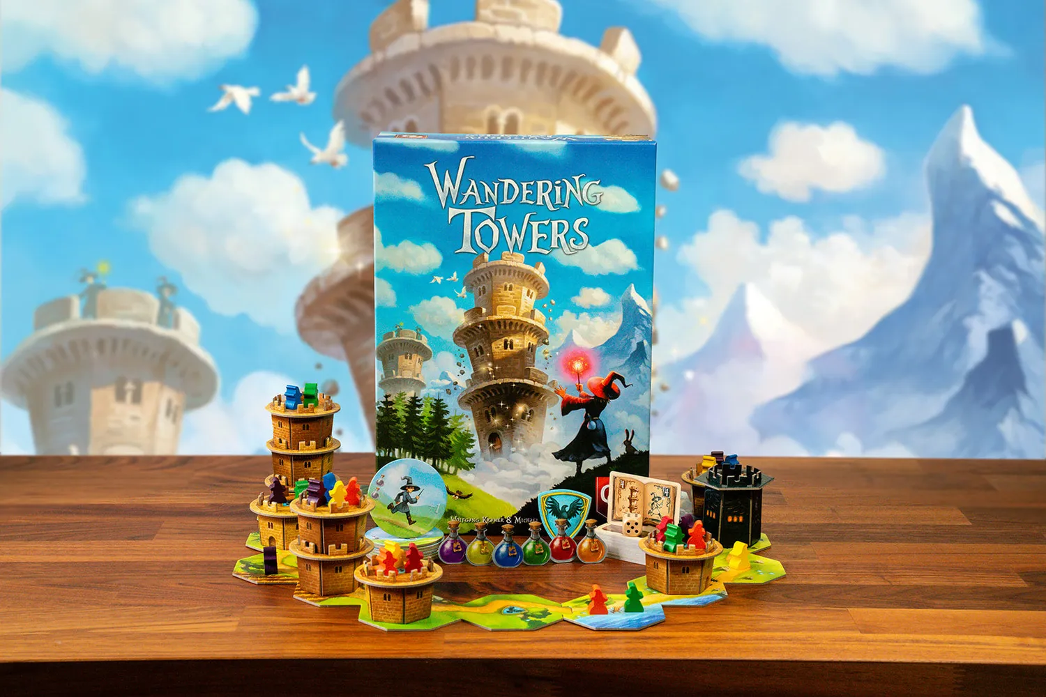 Capstone Games Wandering Towers Brettspiel Zauberer