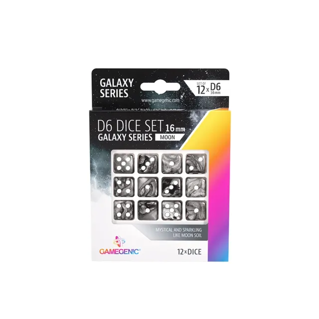 Gamegenic Galaxy Series Moon D6 Würfelset 16 mm 12 Würfel