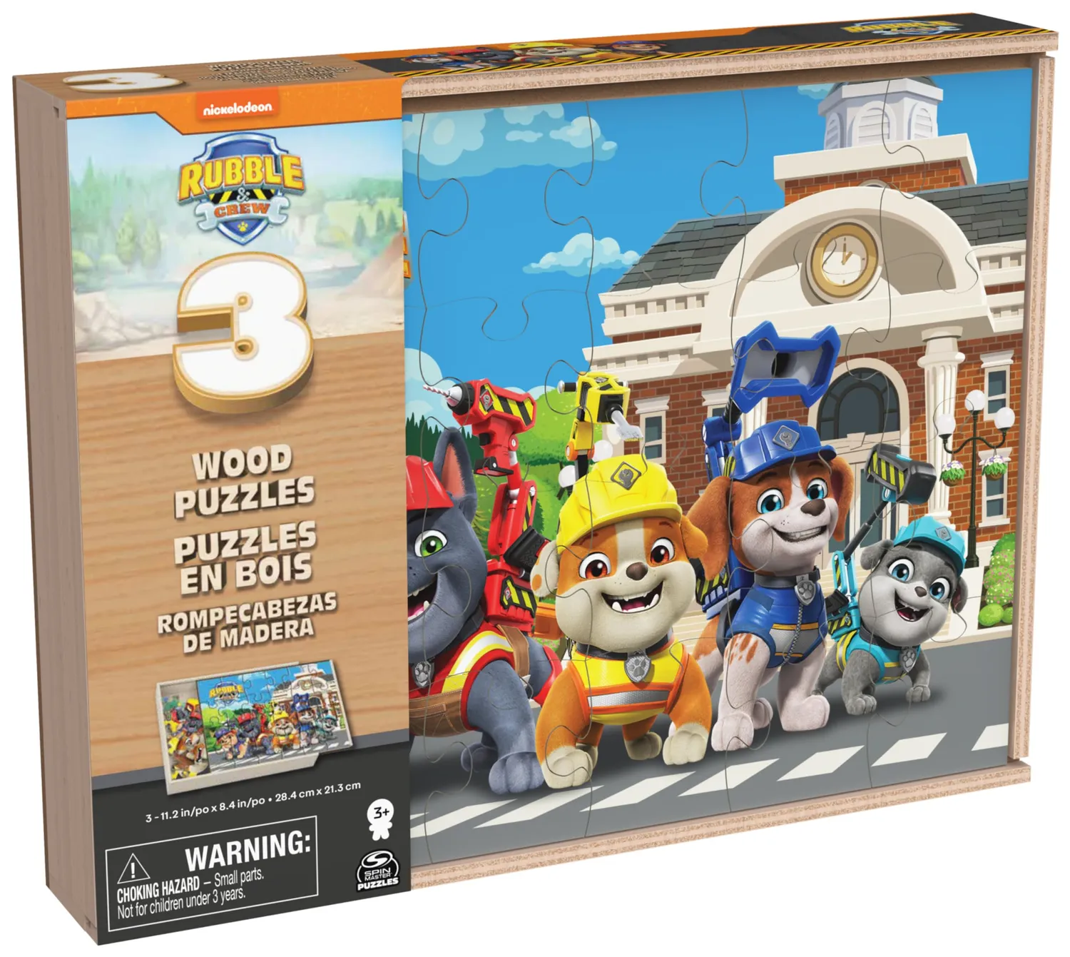 Spin Master Rubble & Crew Holzpuzzle 3er Set mit Holzbox