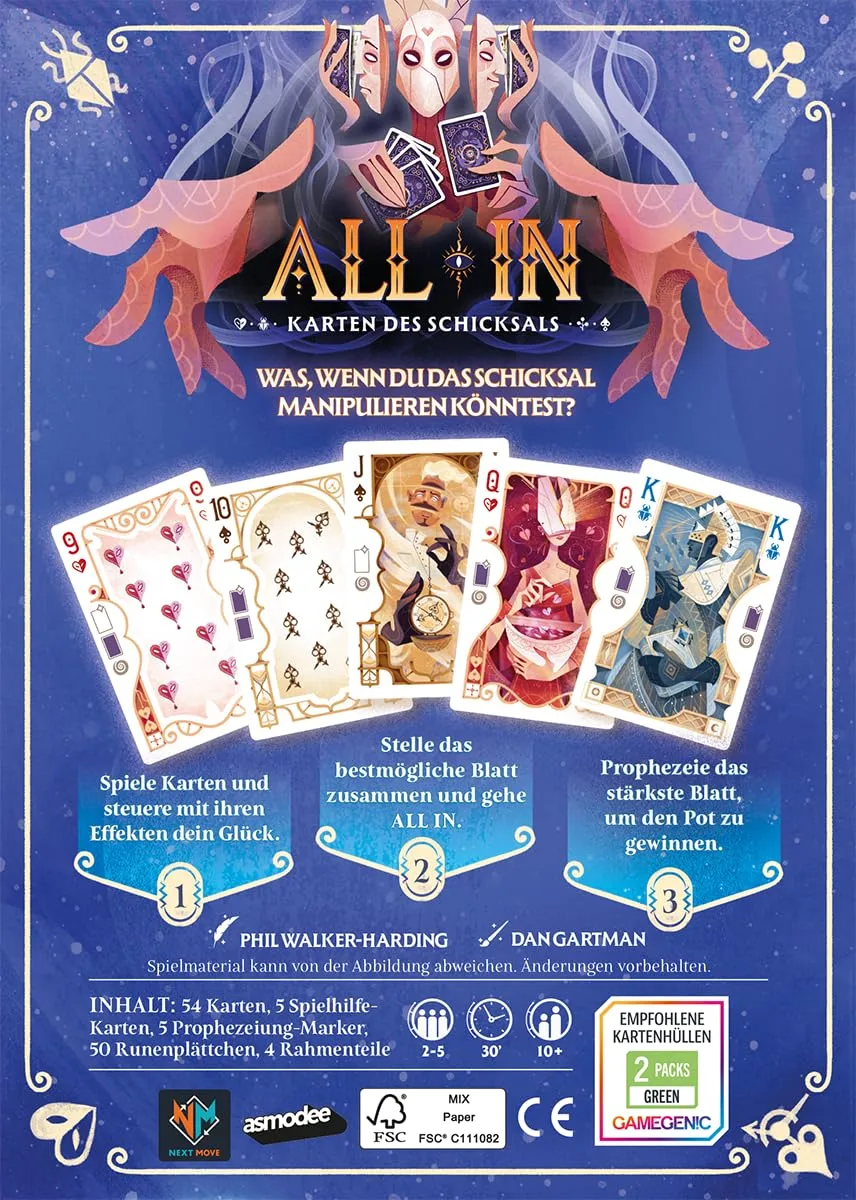 Asmodee All In Karten des Schicksals Familienspiel Poker