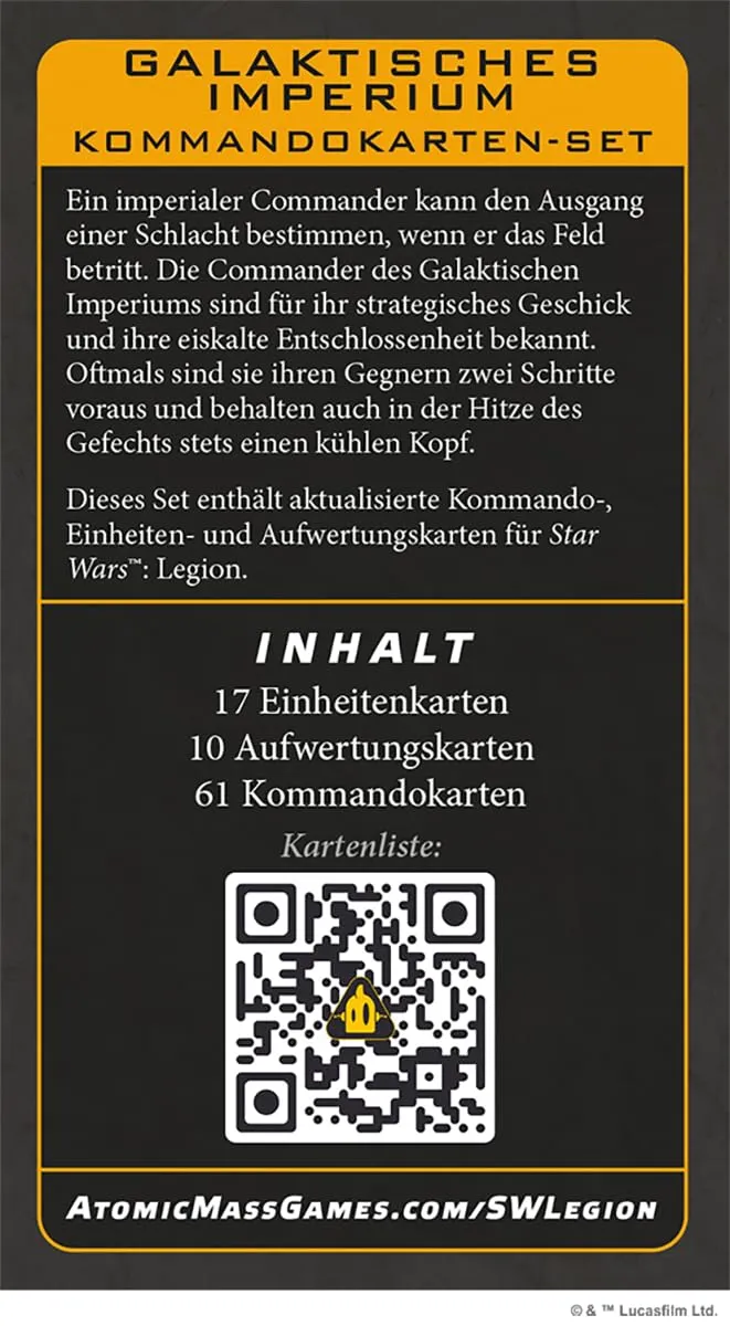 Star Wars Legion Imperium Kommando-Kartenset 88 Karten