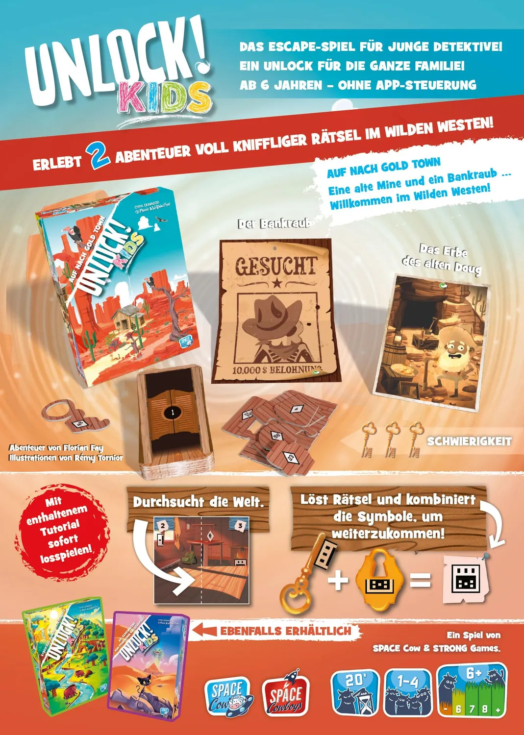 Asmodee Unlock Kids Auf nach Gold Town Kinderspiel