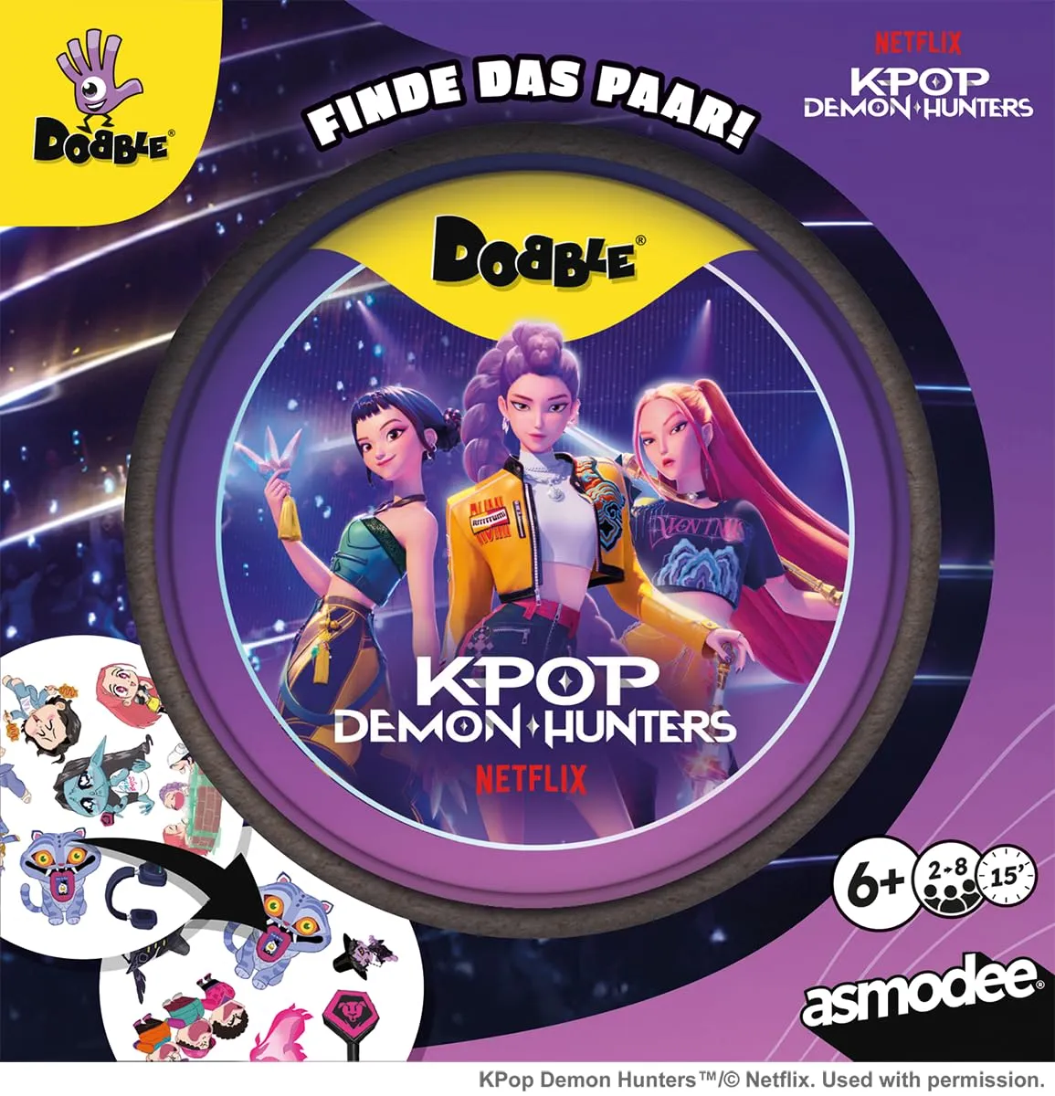 Asmodee Dobble K-Pop Demon Hunters Kartenspiel Blechdose
