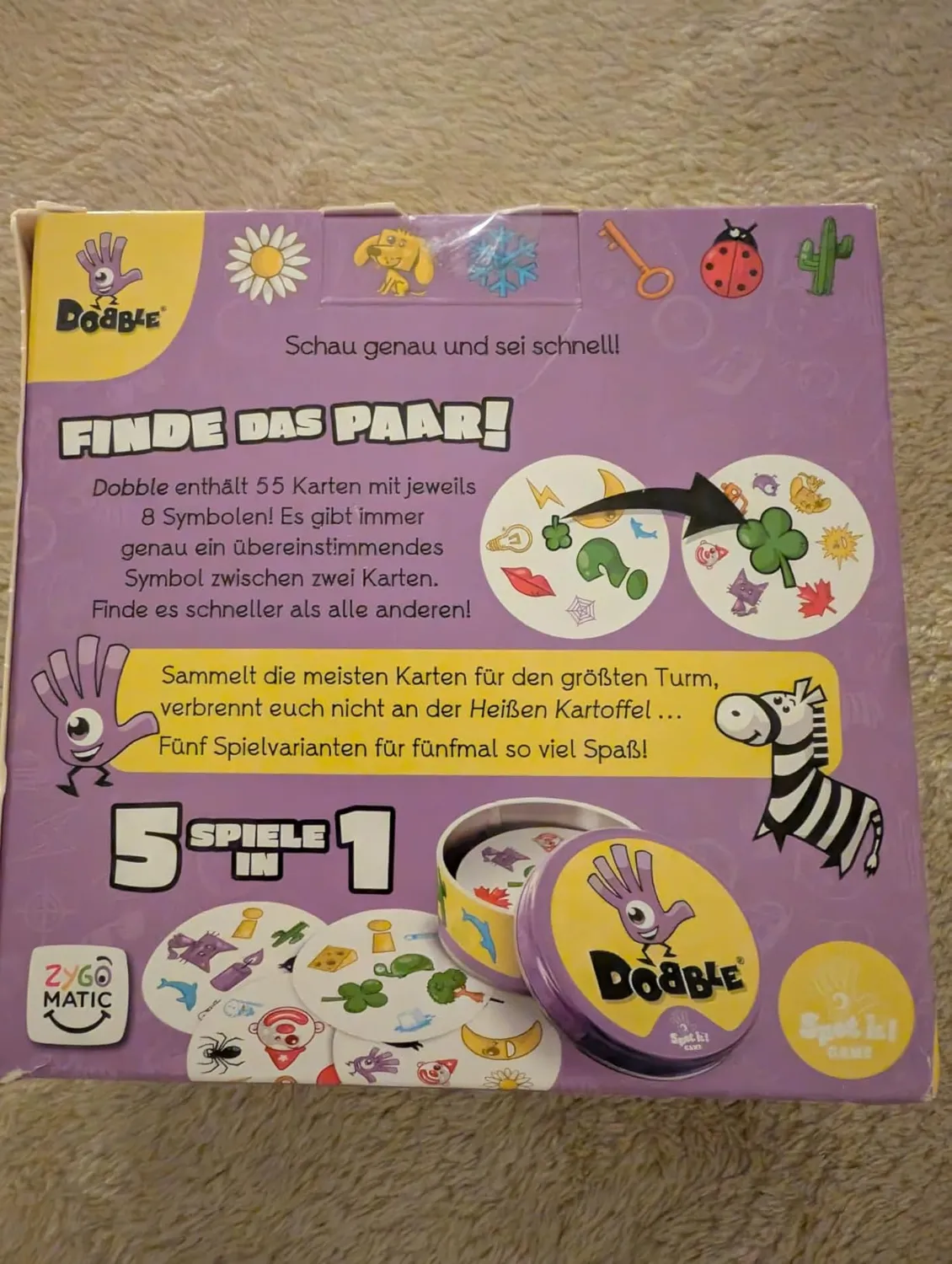 Asmodee Dobble Classic Kartenspiel Eco-Sleeve Symbole