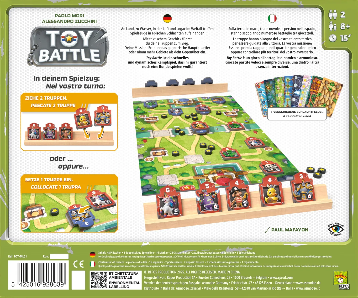 Asmodee Toy Battle Familienspiel 2 Spieler 8 Schlachtfelder