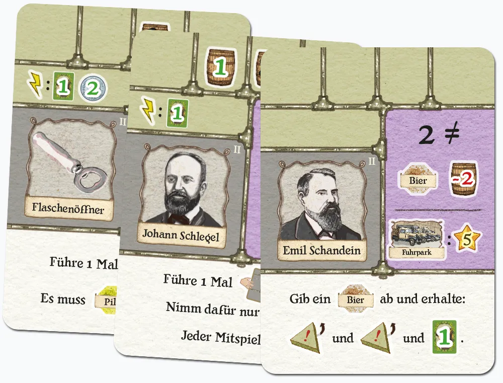 Spielefaible Bier Pioniere Kartenset II Frederick Pabst 6 Karten