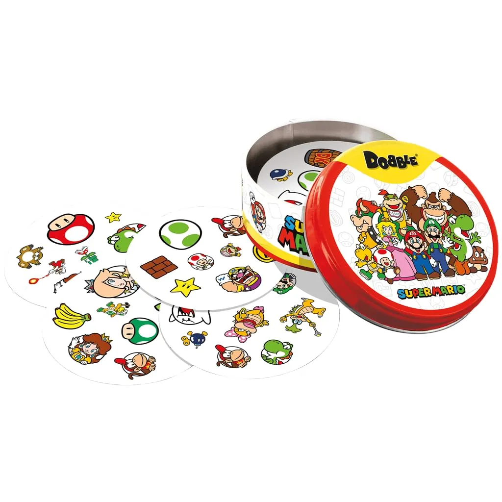 Asmodee Dobble Super Mario Kartenspiel Blechdose
