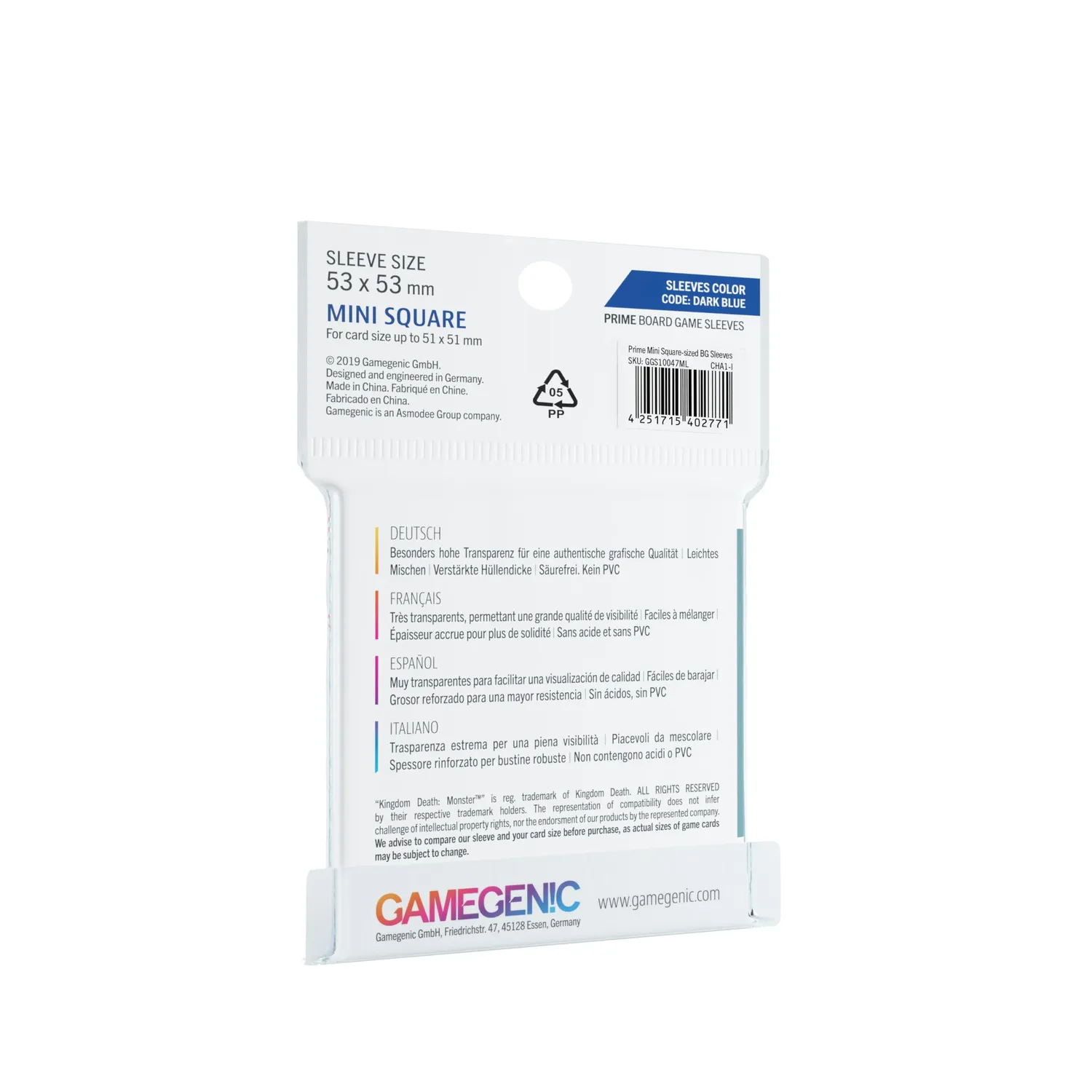 Gamegenic Prime Mini Square Kartenhüllen 53x53 klar 50St