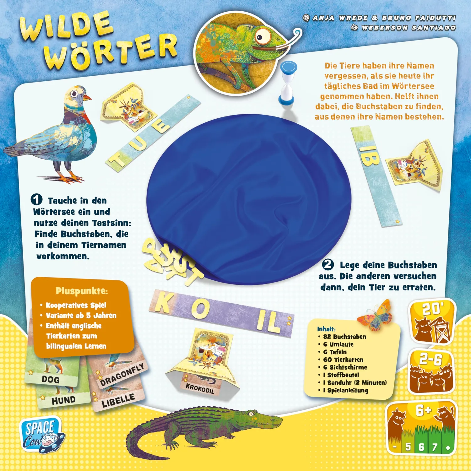 Space Cow Wilde Wörter Kinderspiel Deutsch 2-6 Spieler