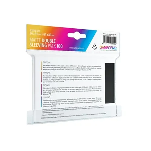 Gamegenic Matte Double Sleeving Pack 100 Kartenhüllen Schwarz Matt