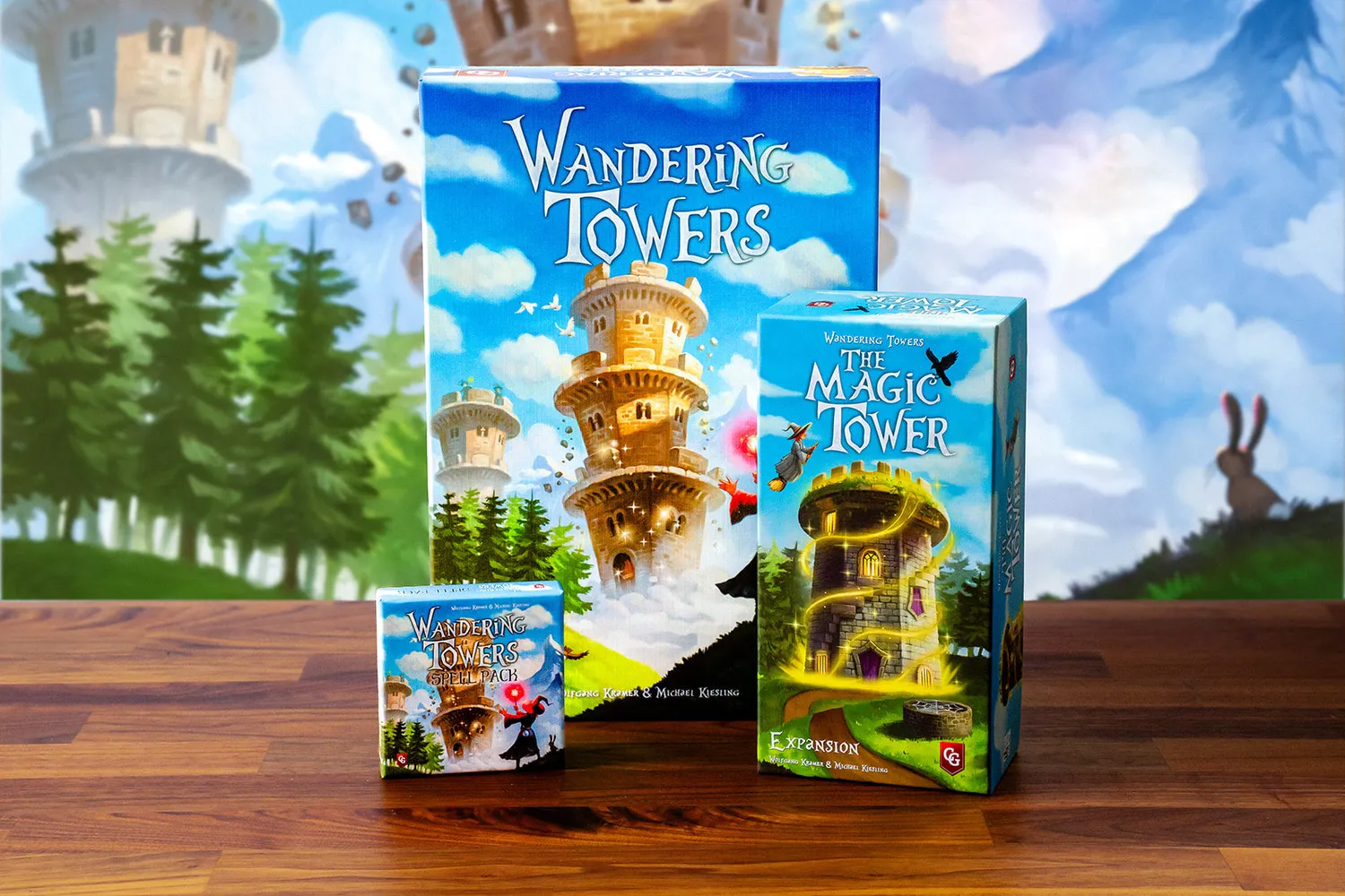 Capstone Games Wandering Towers Brettspiel Bundle Komplett