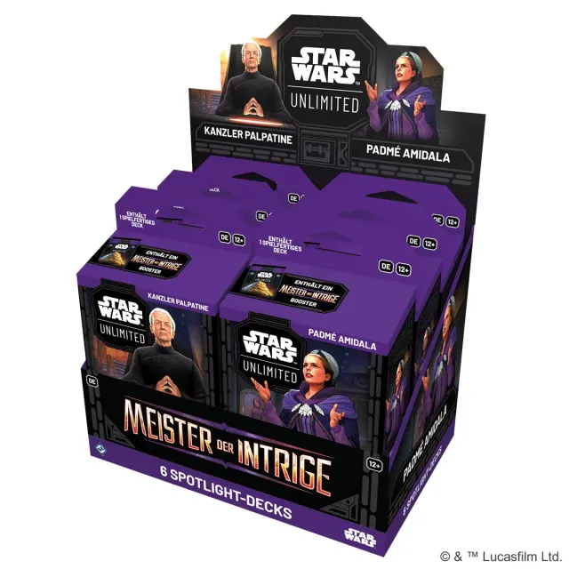 Asmodee Star Wars Unlimited Meister der Intrige Spotlight Deck 6er Display Spione