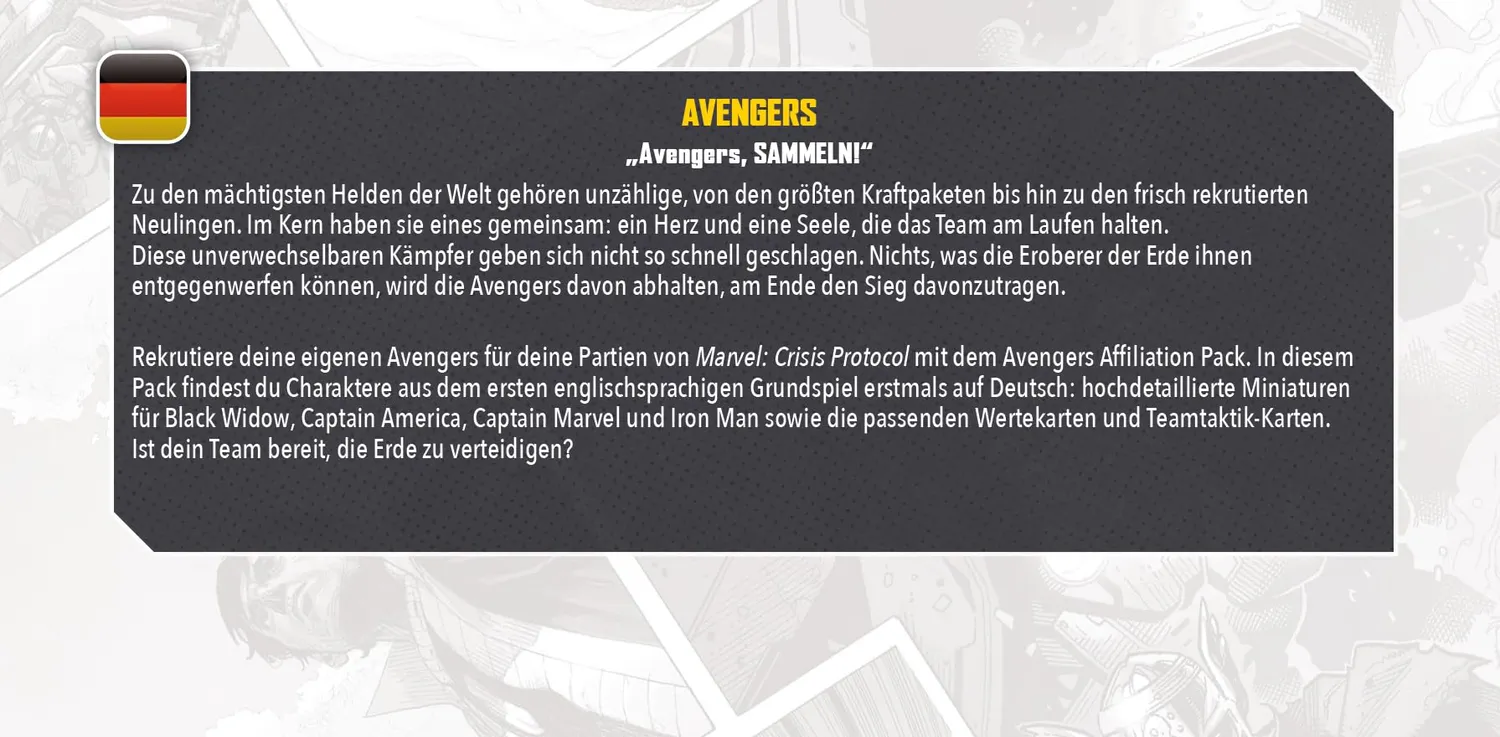 Asmodee Marvel Crisis Protocol Avengers Affiliation Pack Tabletop