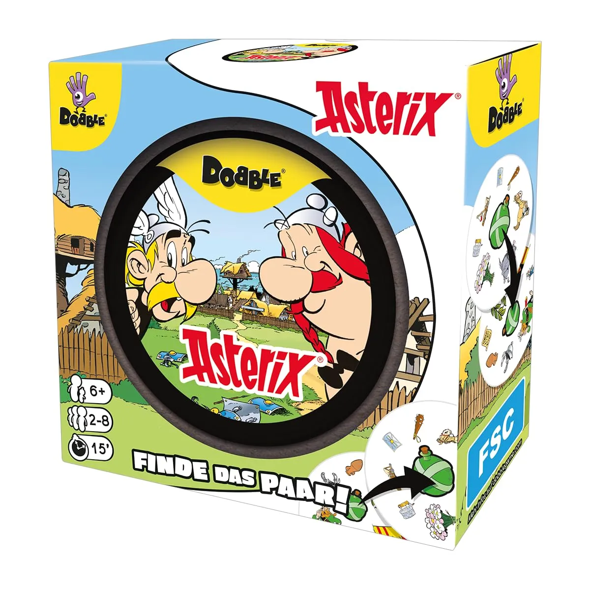 Dobble Asterix Familienspiel Kartenspiel Metalldose