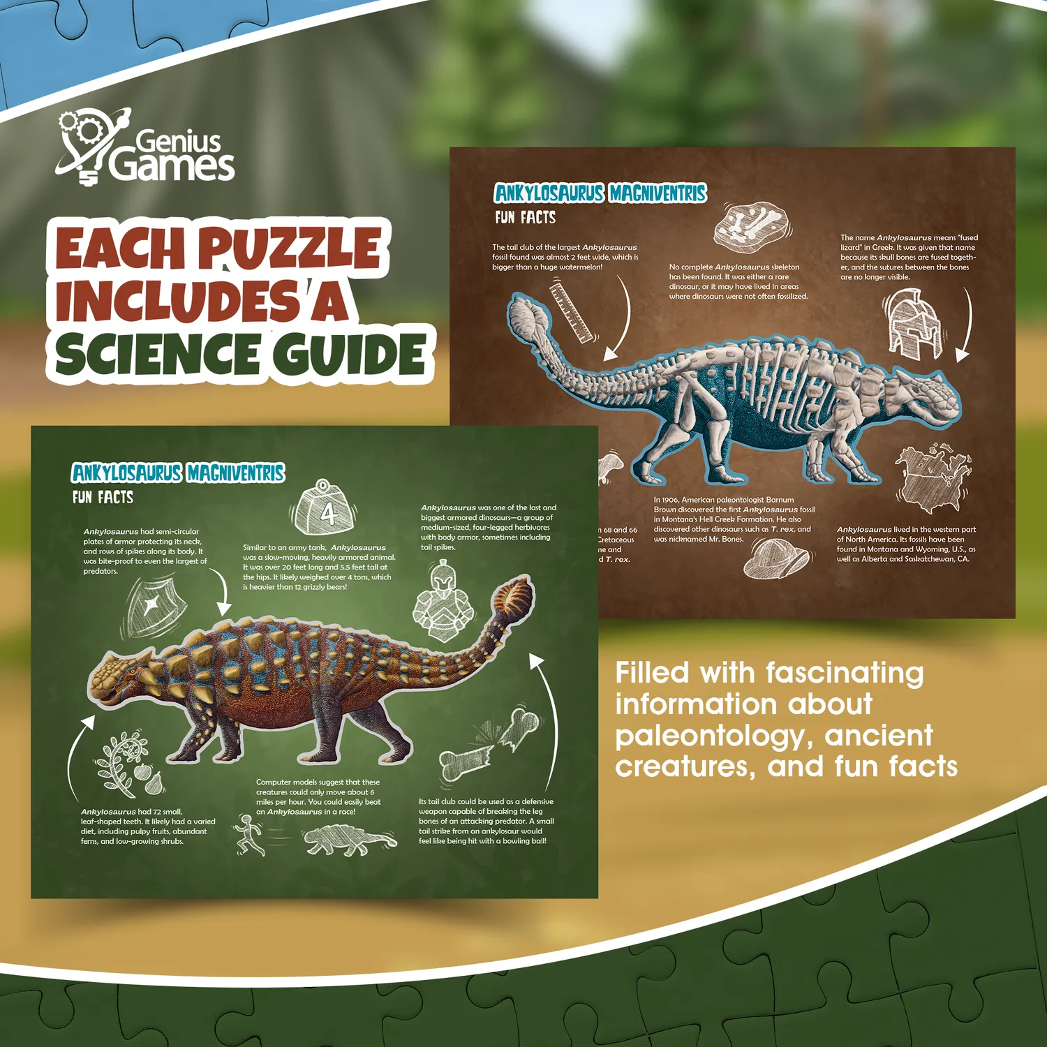 Genius Games Ankylosaurus Bodenpuzzle 100 Teile Glow
