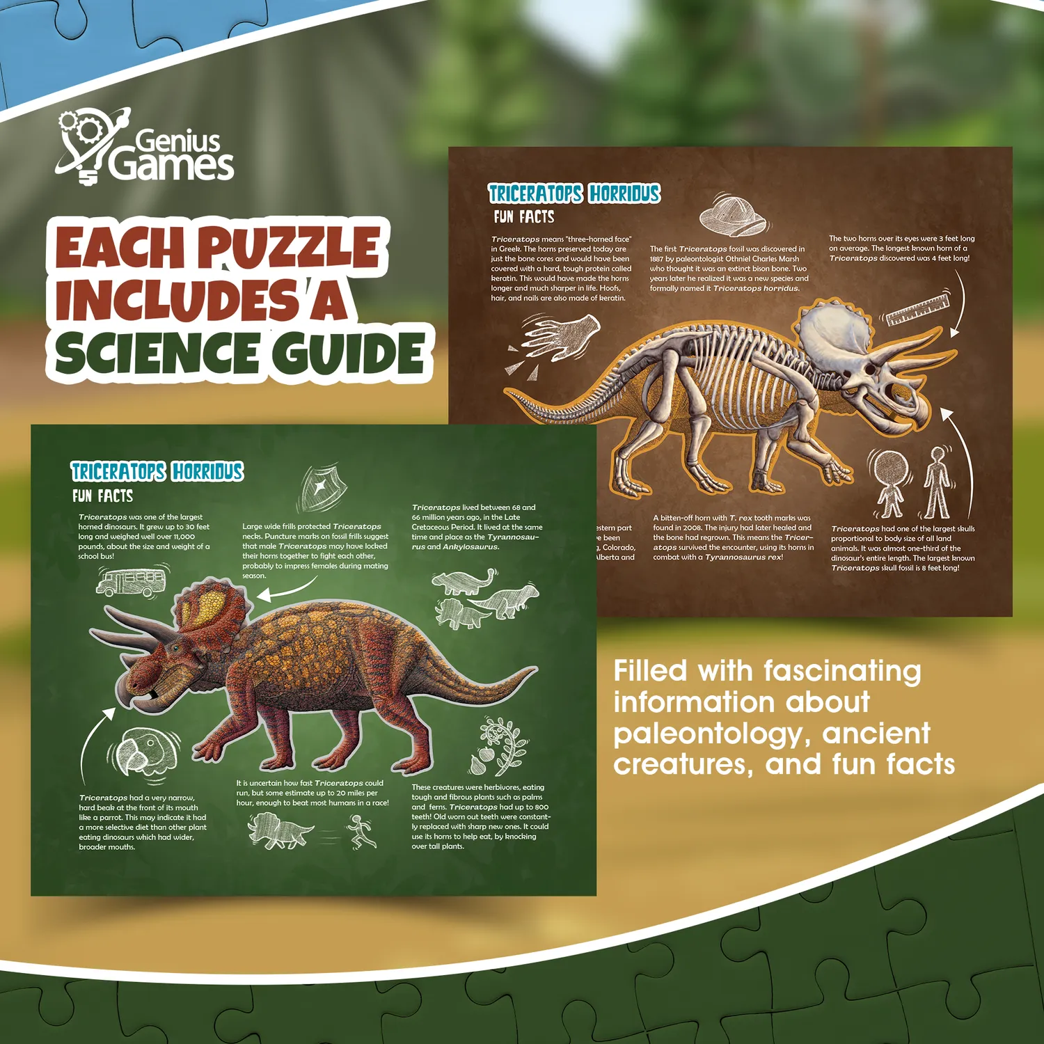 Genius Games Turn N Learn Triceratops Bodenpuzzle 100 Teile