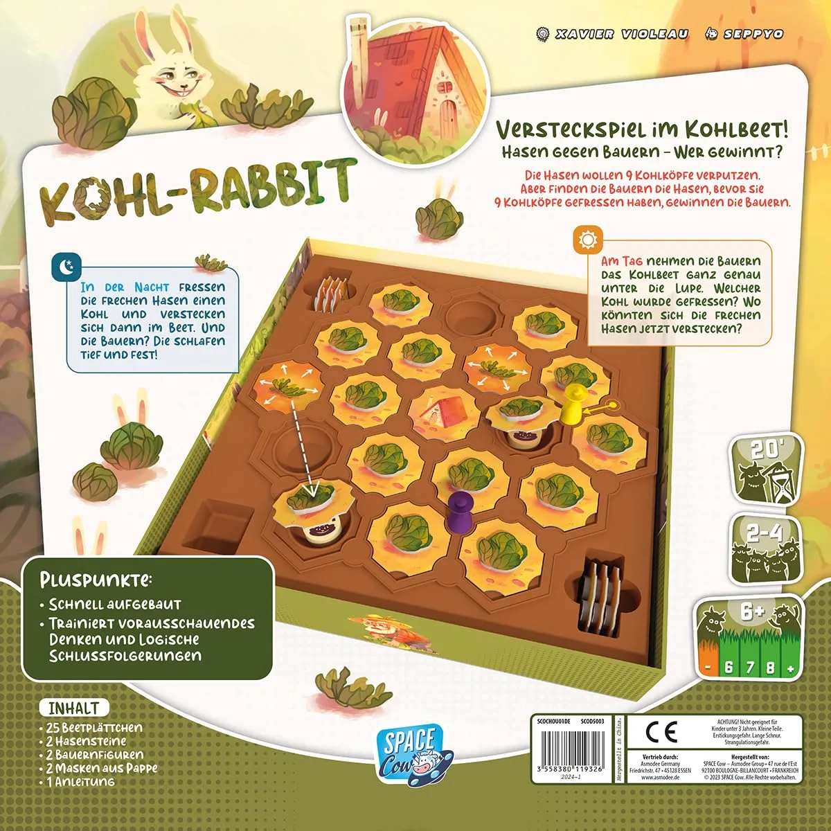 Space Cow Kohl-Rabbit Kinderspiel 2-4 Spieler Deutsch