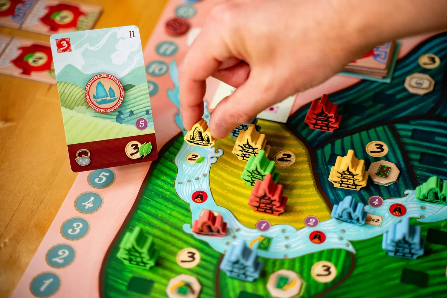 Capstone Tea Garden Brettspiel Deckbuilding Tee-Thema