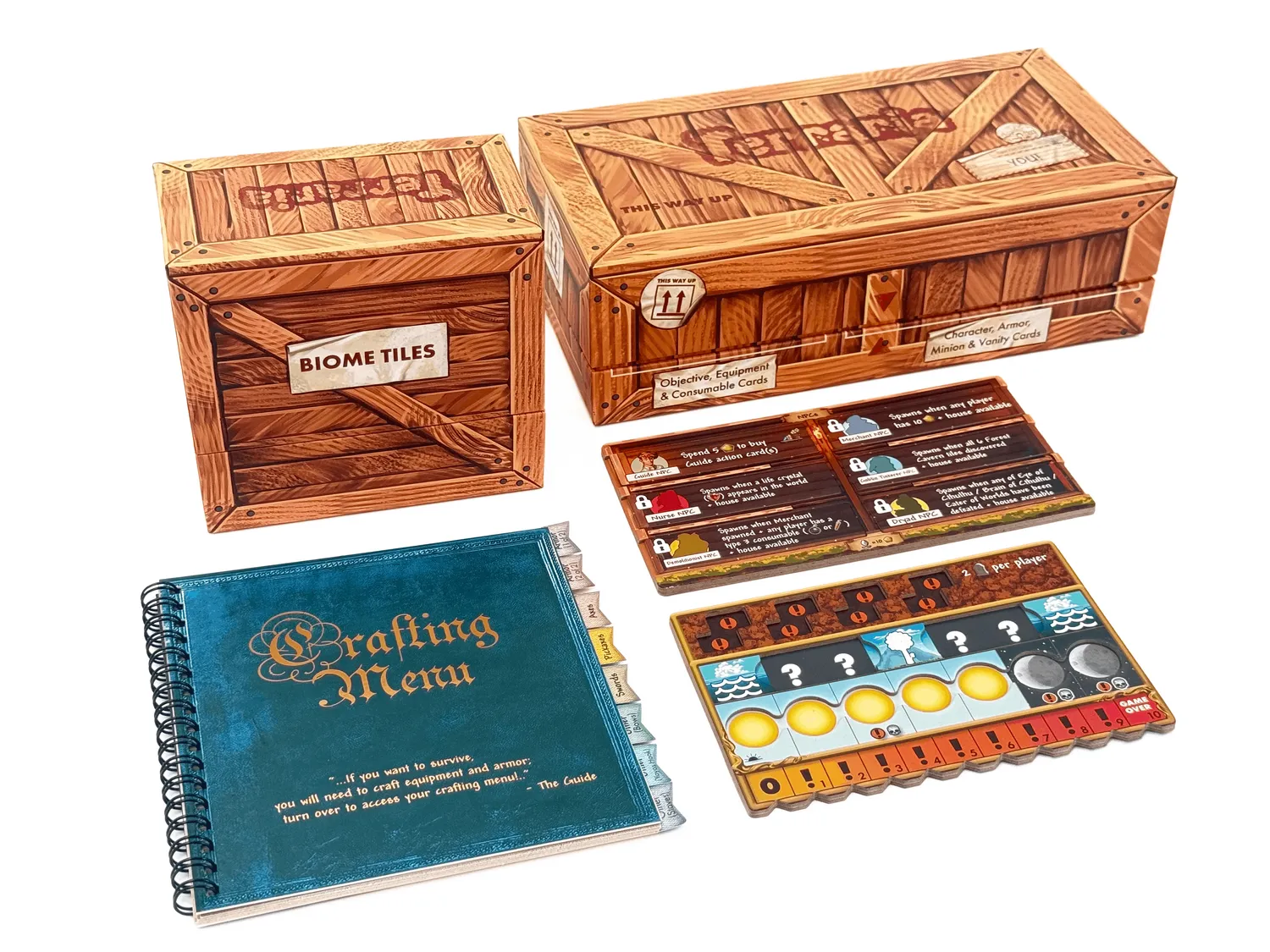 Paper Fort Games Terraria Gold Edition Brettspiel Kickstarter komplett