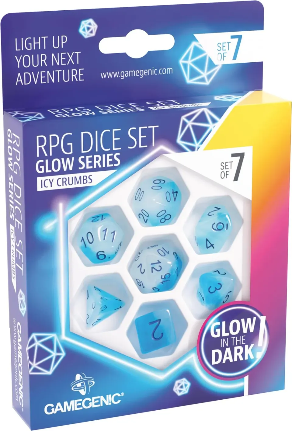 Gamegenic Glow Icy Crumbs RPG Würfelset 7-teilig Glow