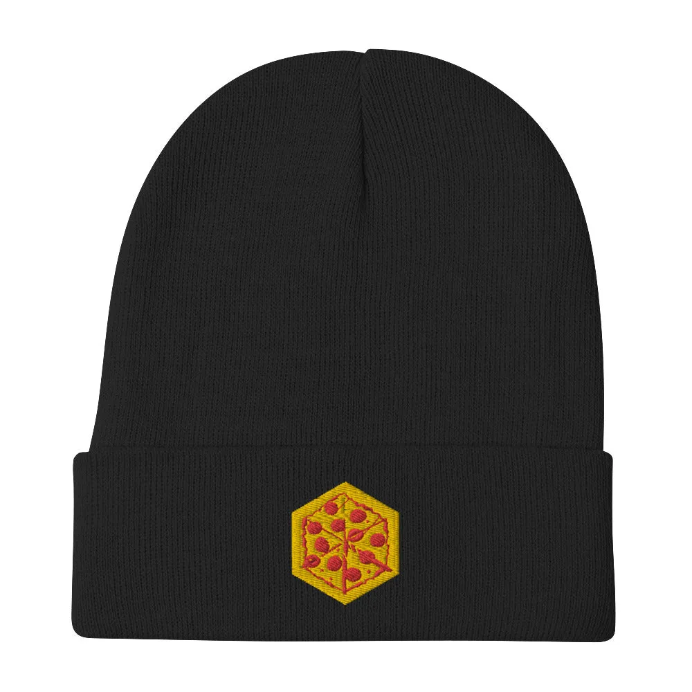Leder Games Fort Pizza Beanie Mütze Schwarz Stick