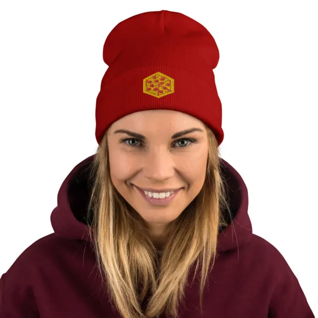 Leder Games Fort Pizza Beanie Mütze Schwarz Stick