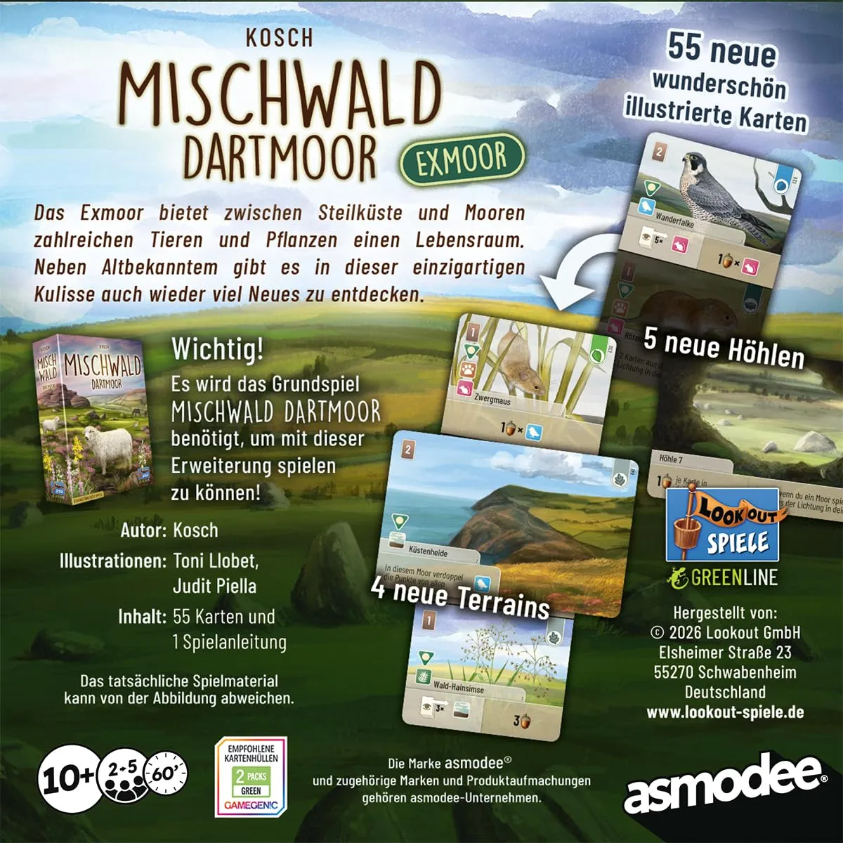Asmodee Mischwald Dartmoor Exmoor Erweiterung 55 Karten Deutsch