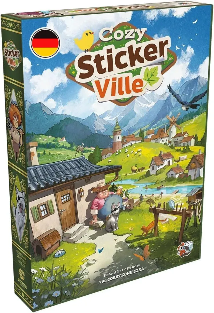 Asmodee Cozy Stickerville Familienspiel Deutsch ab 8 Jahren