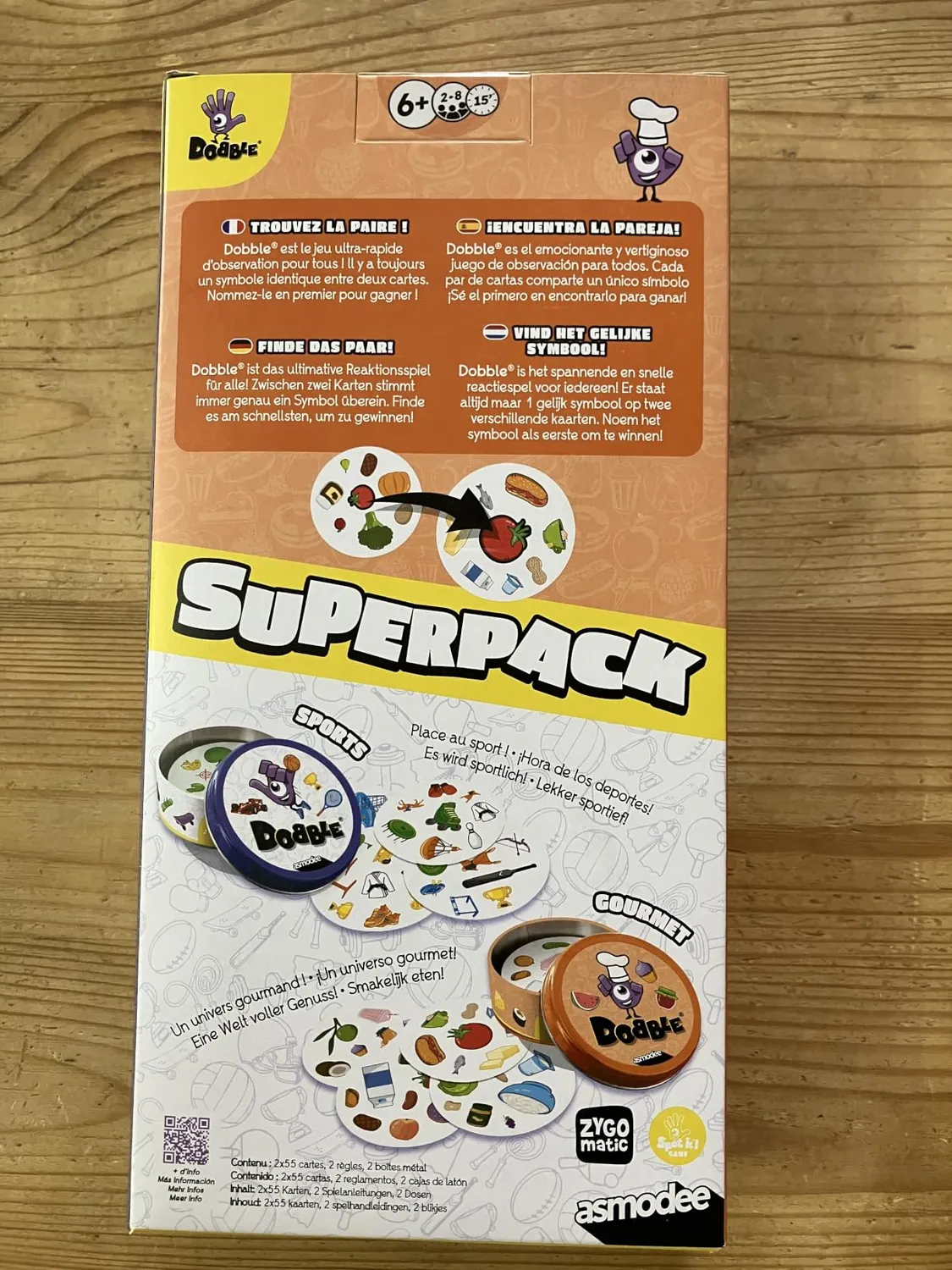 Dobble Superpack Sports Gourmet Kartenspiel 2er-Set