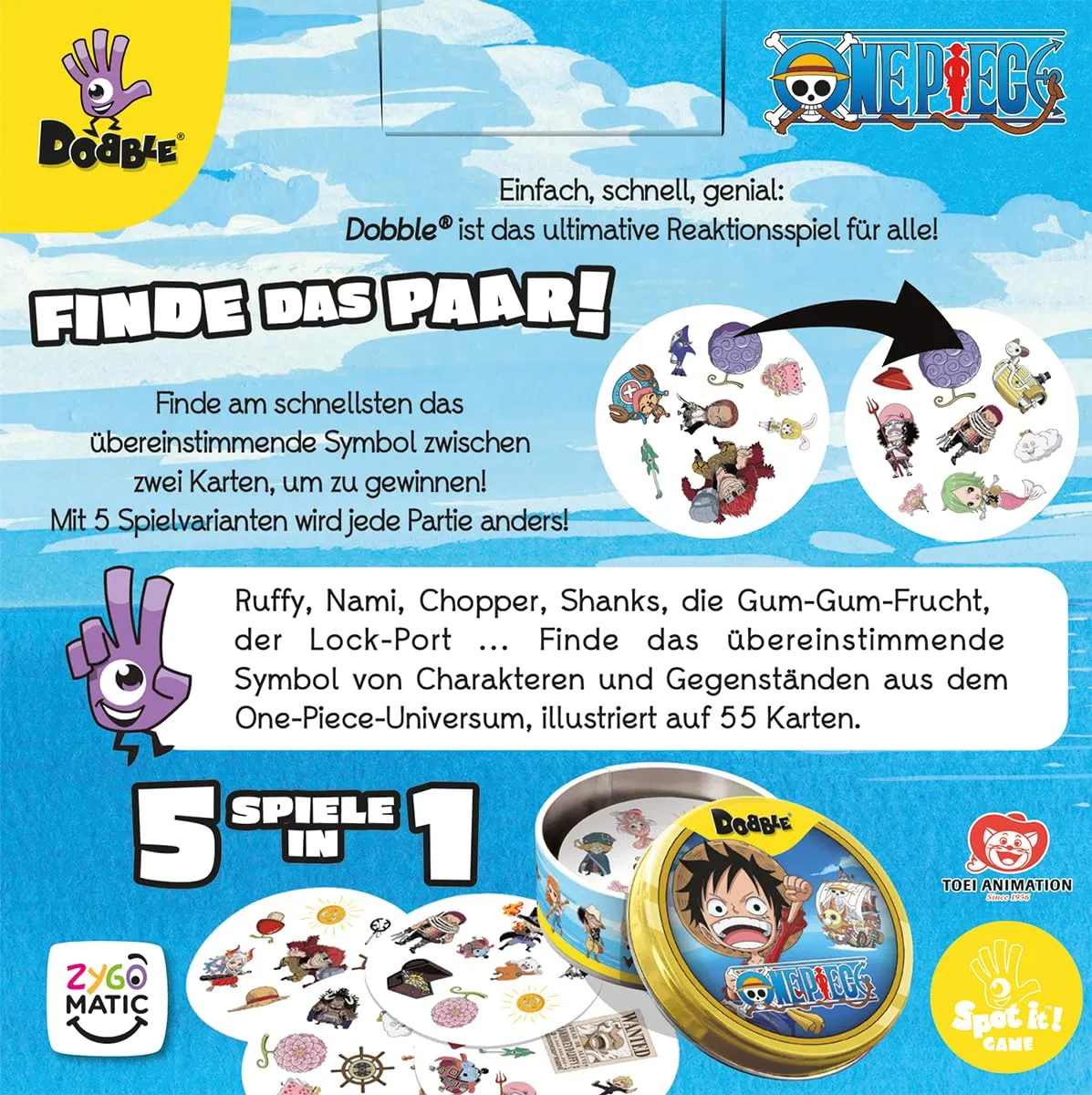Zygomatic Dobble One Piece Kartenspiel Deutsch Metalldose