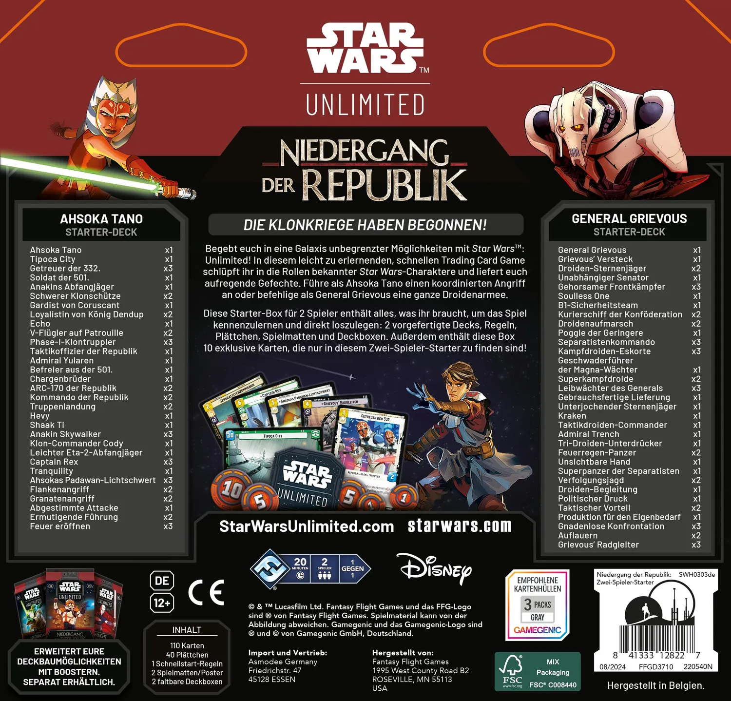 Fantasy Flight Star Wars Unlimited Niedergang der Republik Starter Deutsch