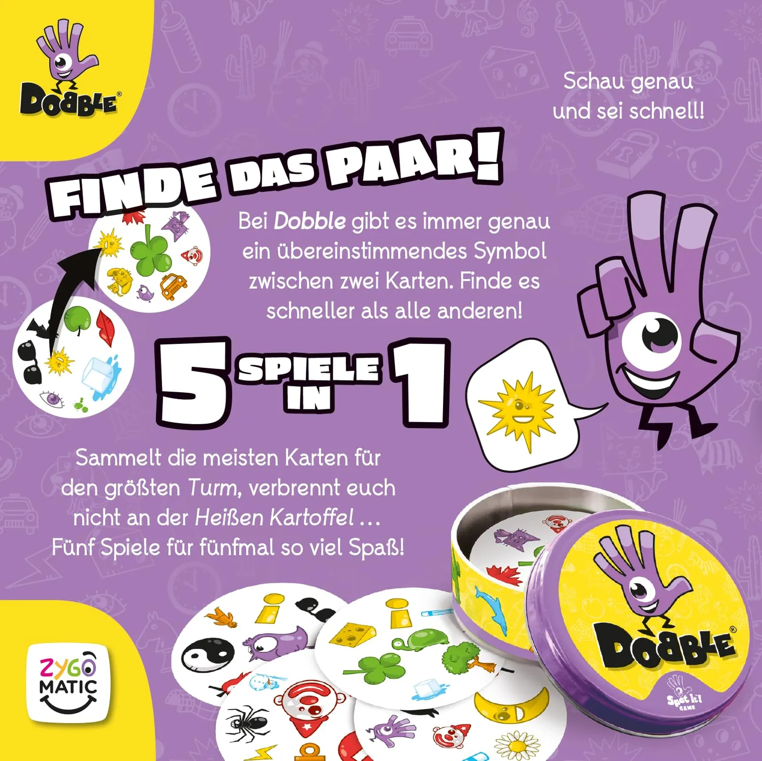 Asmodee Dobble Classic Kartenspiel Eco-Sleeve Symbole