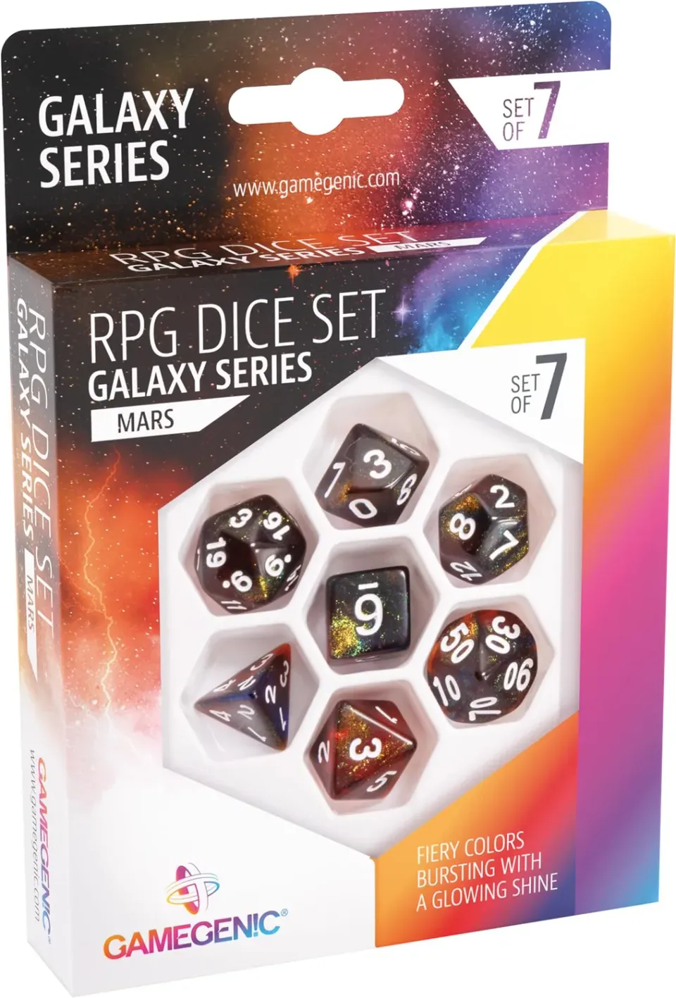 Gamegenic Galaxy Mars Würfelset 7-teilig Resin rot