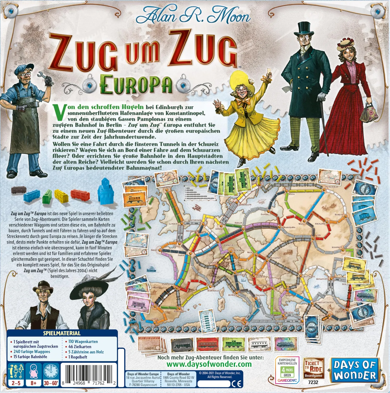 Zug um Zug Europa Grundspiel Brettspiel 2-5 Spieler Bahnhof